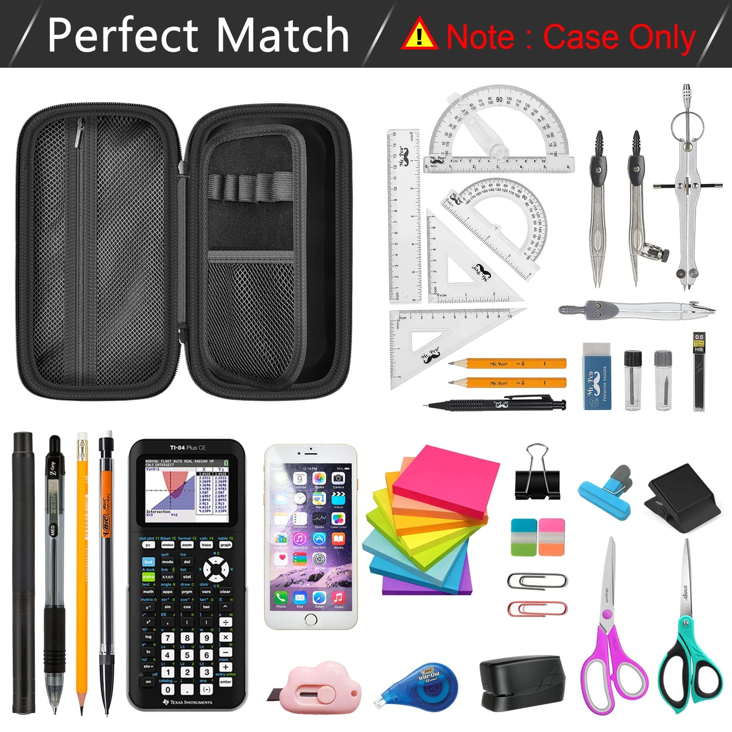 Pencil Case Pen Pouch Bag, Large Capacity Pencils Organizer Holder Office College Stationery Pen Marker Storage Supplies for adults, NOT INTENDED FOR USE BY CHILDREN 12 AND UNDER, Box Only (Black)