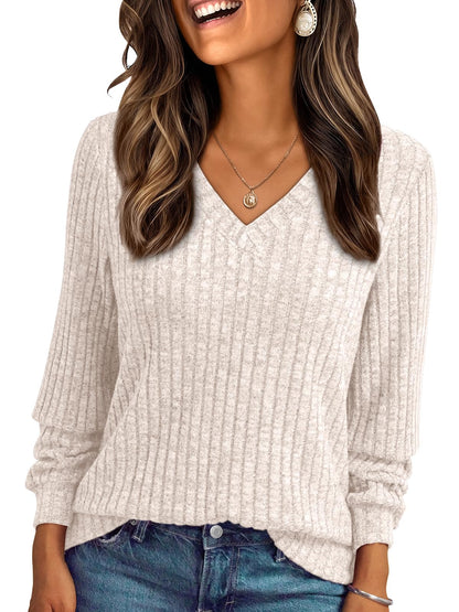 AUTOMET Womens V Neck Long Sleeve Shirt Fall Fashion Tops Tunic Dressy Casual Sweater Clothes Cute Trendy Work Outfits 2025