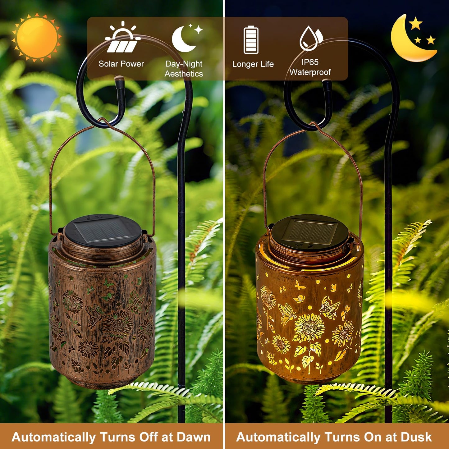 Adebime Sunflower Solar Lanterns, Birthday Gifts for Women Mom Grandma, Outdoor Waterproof Hanging Garden Decor for Patio, Yard