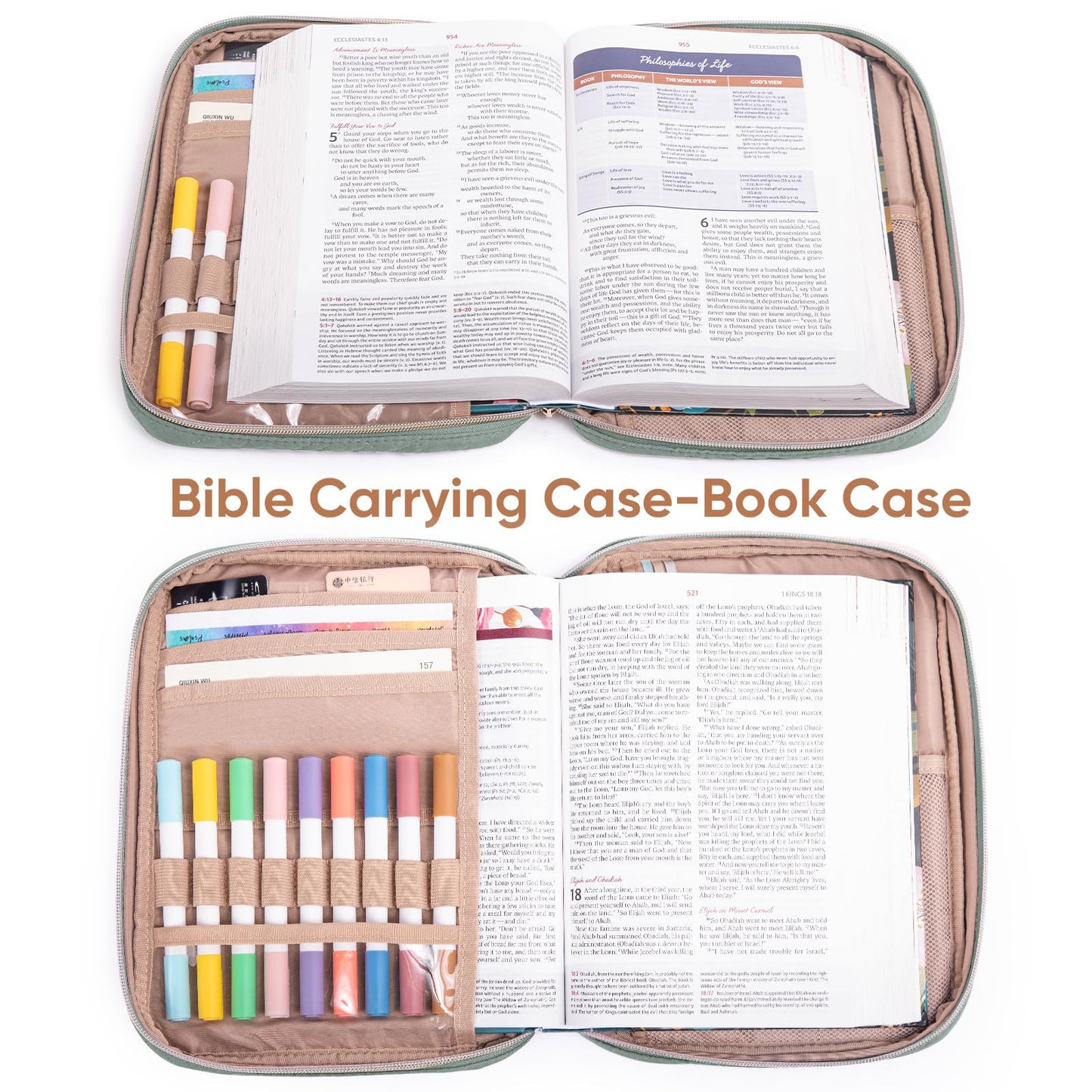 APLUFINE Quilted Bible Cover for Women, Large Bible Bag with Handle & Shoulder Strap, Bible Study Supplies Organizer, Zipper Bible Carrying Case, Christian Gift Book Cover Fits 9 x 6 Bible