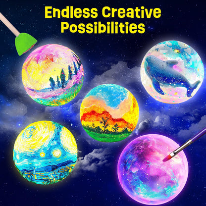 Paint Your Own Moon Lamp Kit, Cool Gifts DIY 3D Moon Night Light, Arts and Crafts for Kids Ages 8-12, Space Art Supplies Craft Kits, Girls Boys Birthday Easter Gifts for Kids Ages 3 4 5 6 7 8-12+