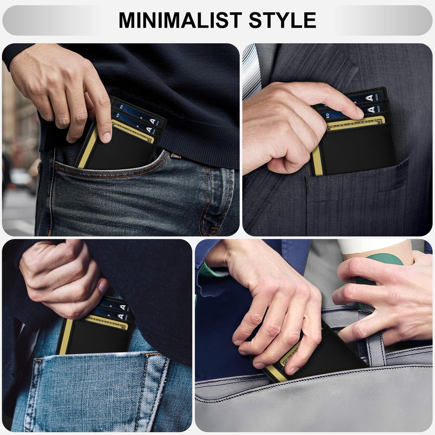 Travelambo 100% Genuine Leather Wallet for Men and Women, Slim Minimalist RFID Blocking Front Pocket Credit Card Holder with Gift Box