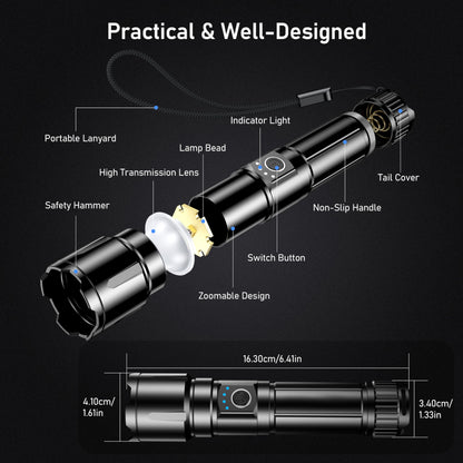 Blukar Rechargeable Flashlight High Lumens, Super Bright LED Powerful Tactical Torch - 5 Light Modes, Zoomable, Long Lasting, Waterproof Handheld Flash Light for Emergency, Camping, Hiking