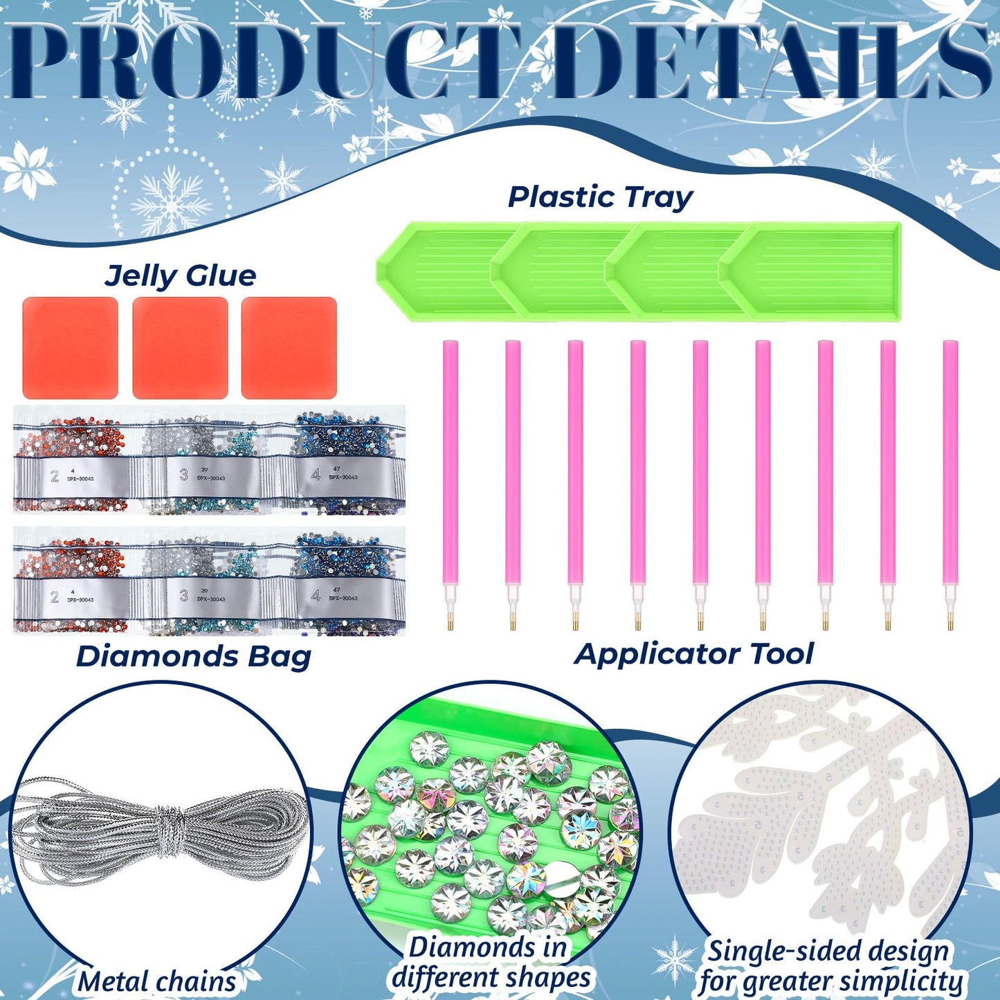 Novabright 6 Pcs Large Winter Snowflakes Diamond Painting Ornaments Set 10 Inch 5d DIY Glittered Snowflakes Diamond Crystal Rhinestone Art Wreath Craft Kits for Winter Holiday Christmas Tree Decor