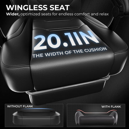 GTPLAYER Gaming Chair with Footrest, Big and Tall Computer Game Chair 350lb Racing Style, Ergonomic High Back Lumbar Support and Recliner, Black