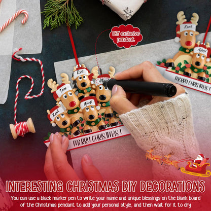 Personalized Reindeer Christmas Ornaments 2025, DIY Resin Elk Deer Family Ornaments with Custom Name, Tree Decorations, 3D Customized Christmas Ornament Gifts (Family of 4)
