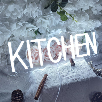 SYLHOME Kitchen Led Neon Light Sign Home Restaurant Wall Sign Decor Luncheonette Hotel Canteen Cooking Room Party Decor Birthday Christmas Gifts USB 15.75"X5.12"