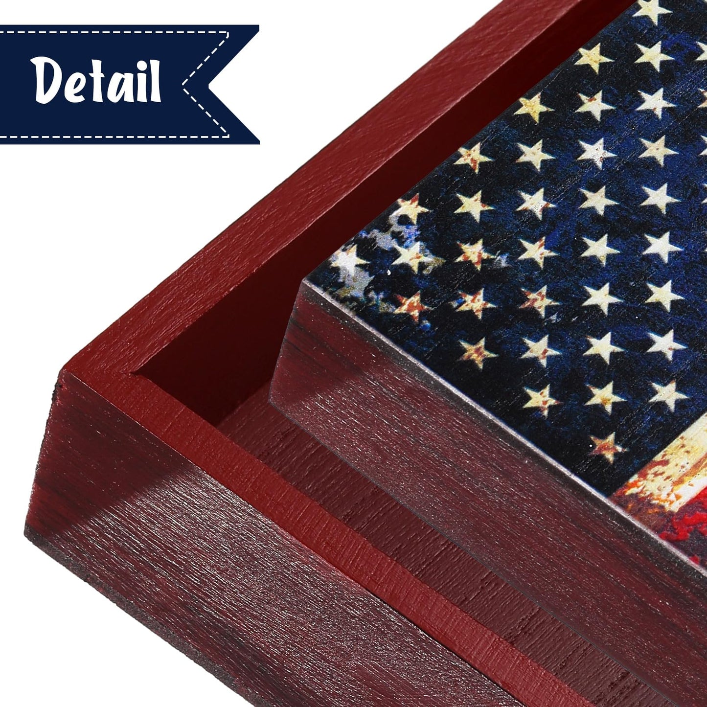 Sintuff 4th of July Decor Patriotic 250th Anniversary Tabletop Decoration Wooden American Flag Box Sign Independence Day Memorial Day Veterans Wood Gifts for Table Centerpiece Office Desk Shelf