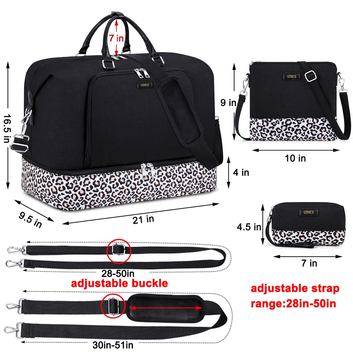 Travel Weekender Bag for Women, 21" Overnight Bag with Shoe Compartment 50L Large Travel Duffel Bag Carry On Tote for Weekend, Overnight, Business Trips, Water Resistant