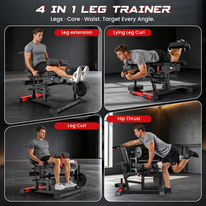 Leg Extension and Curl Machine,Adjustable Leg Curl Machine for Home Gym,4 in 1 Lower Body Workout Machine with 1000LB Capacity,Leg Workout Equipment Compatible with 1" and 2" Plates
