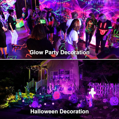 100W Black Lights, 2 Pack LED Blacklight Flood Light with Plug, IP66 Waterproof Black Lights for Glow Party, Glow in The Dark, Stage Lighting, Body Paint, Fluorescent Poster, Neon Glow