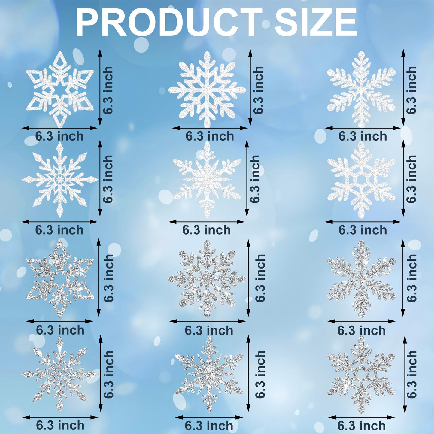 32 PCS Pre-Strung Winter Snowflake Hanging Swirl Decorations White Silver Glitter Snowflakes Hanging Swirls Christmas Snowflake Ceiling Streamers for Winter Wonderland Home Party Supplies