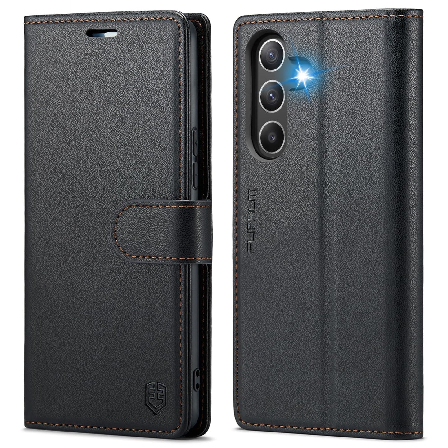 FLIPALM Wallet Case for Samsung Galaxy A15 5G, RFID Blocking Credit Card Holder, PU Leather Folio Flip Kickstand Protective Shockproof Cover for Galaxy A15 (Black)