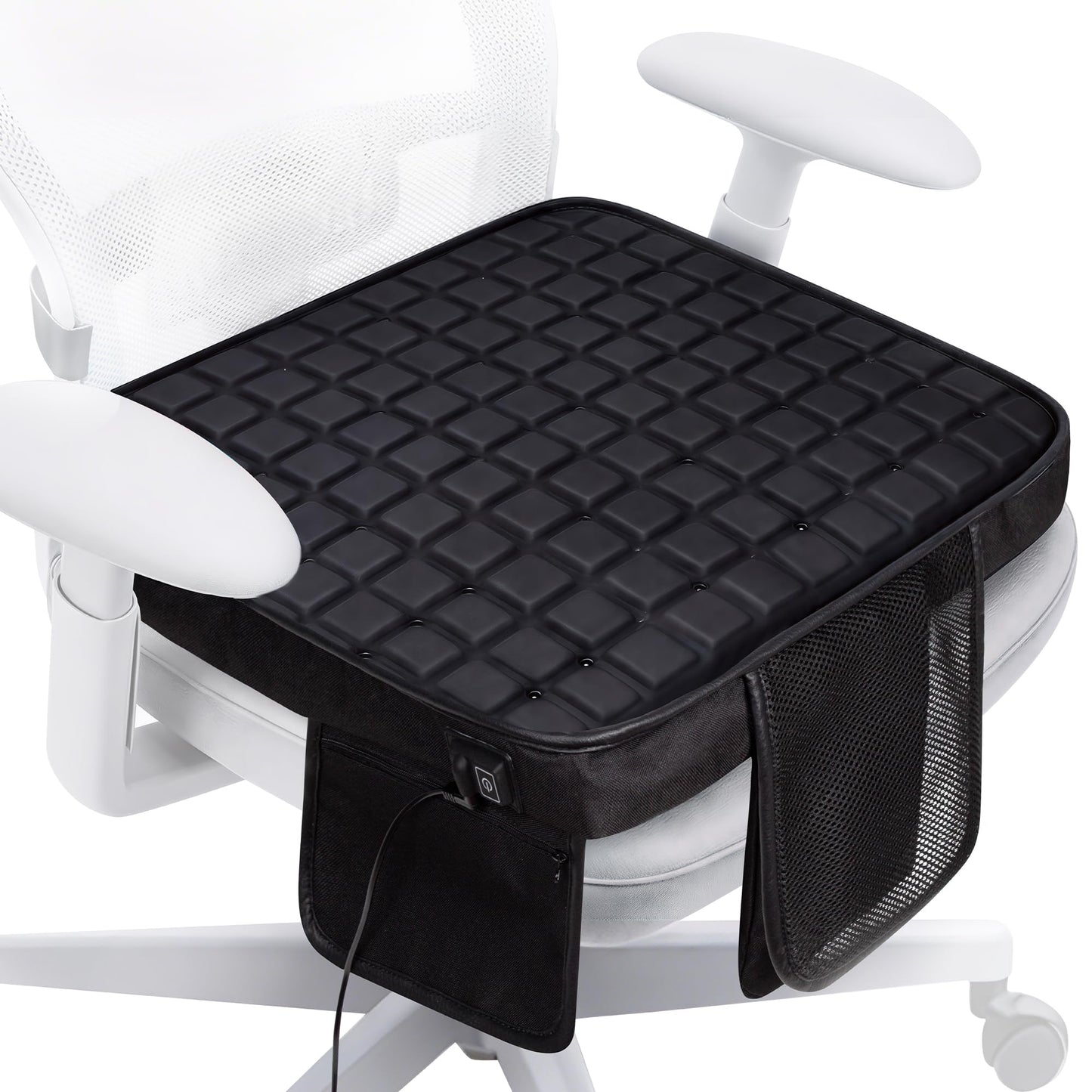 Cooling Seat Cushion with Fan, 5V2A USB Powered (No Battery), Gel Cooling Cushion with 3-Speed Airflow for Long Sitting, Plug-in Portable Seat Cushion for Office Chair, Car, Gaming, Wheelchair
