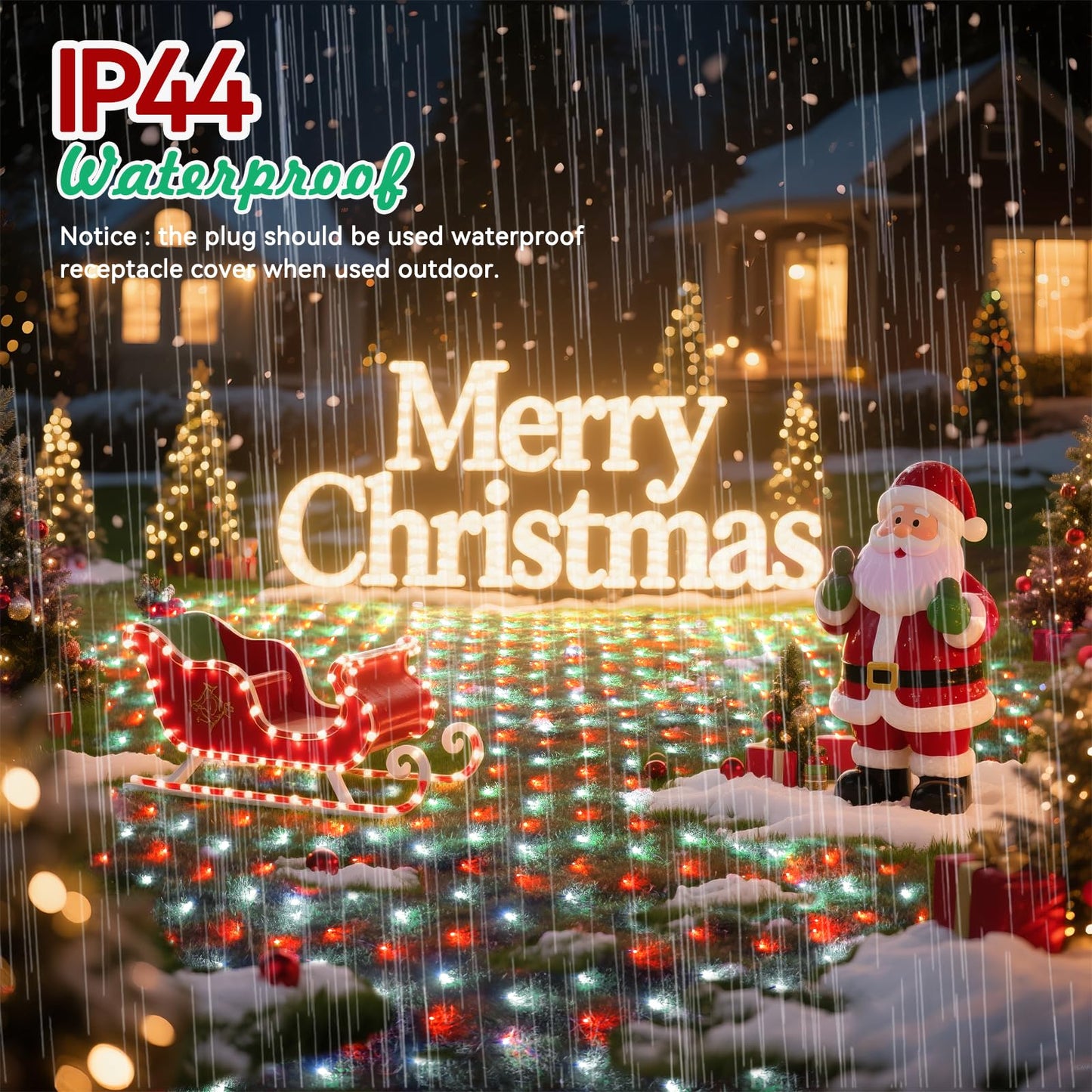LitHome 21FT x 5FT Christmas Net Lights Outdoor, 360 LED Red White Bush Lights 8 Modes, Connectable Waterproof Valentines Net Mesh Light Dark Green Wire for Bushes Shrubs Holiday Valentine's Day Decor