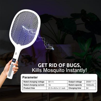 WBM SMART 2 in 1 Electric Bug Zapper, Mosquitoes Trap Lamp & Racket, USB Rechargeable Electric Fly Swatter for Home and Outdoor Powerful Grid 3-Layer Safety Mesh Safe to Touch