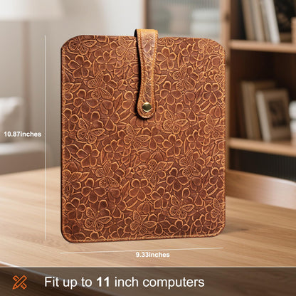 Thryxop Genuine Leather Tablet Sleeve for iPad Pro 11‘’/Air 10.9‘’/Magic Keyboard & Galaxy Tab S9/S9 FE | Slim Protective Case (Fits Devices up to 11") - Brown