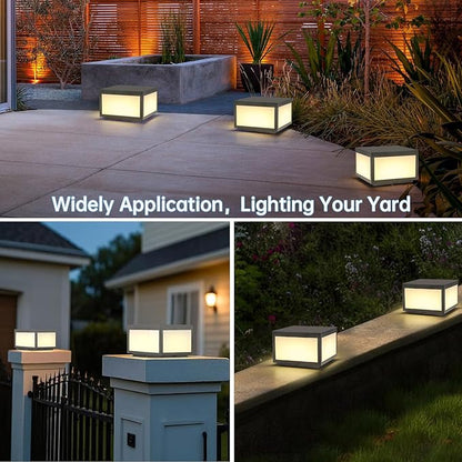 Outdoor Modern Post Light, Pillar Lights LED Fence Deck Cap Light Wired High Voltage,Outdoor Column Lights for Flat Surface Patio Garden Decoration with IP65 Waterproof E26 Bulb 10"x10"