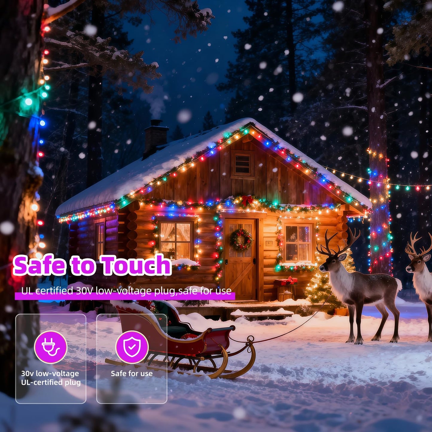 AHAWILL String Lights for Christmas Decor,50FT 150LED Classroom Lights, Waterproof Fairy Lights Indoor for Christmas Decor,Dimmable,8 Modes,Valentine's Day Home Decorations