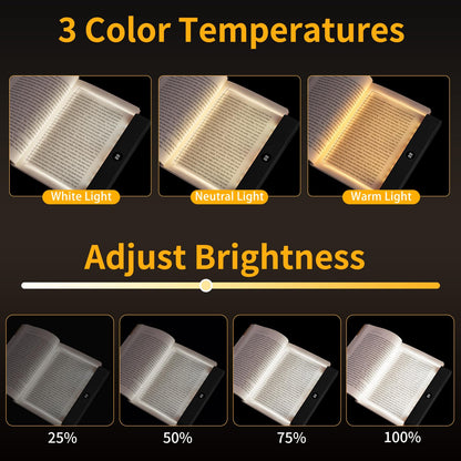 Led Book Light and Night Light 2 in 1 - Book Light Page, 3 Color Temperatures & Stepless Dimming, USB Rechargeable Reading Light with Timer for Night Reading, Book Lovers Gifts