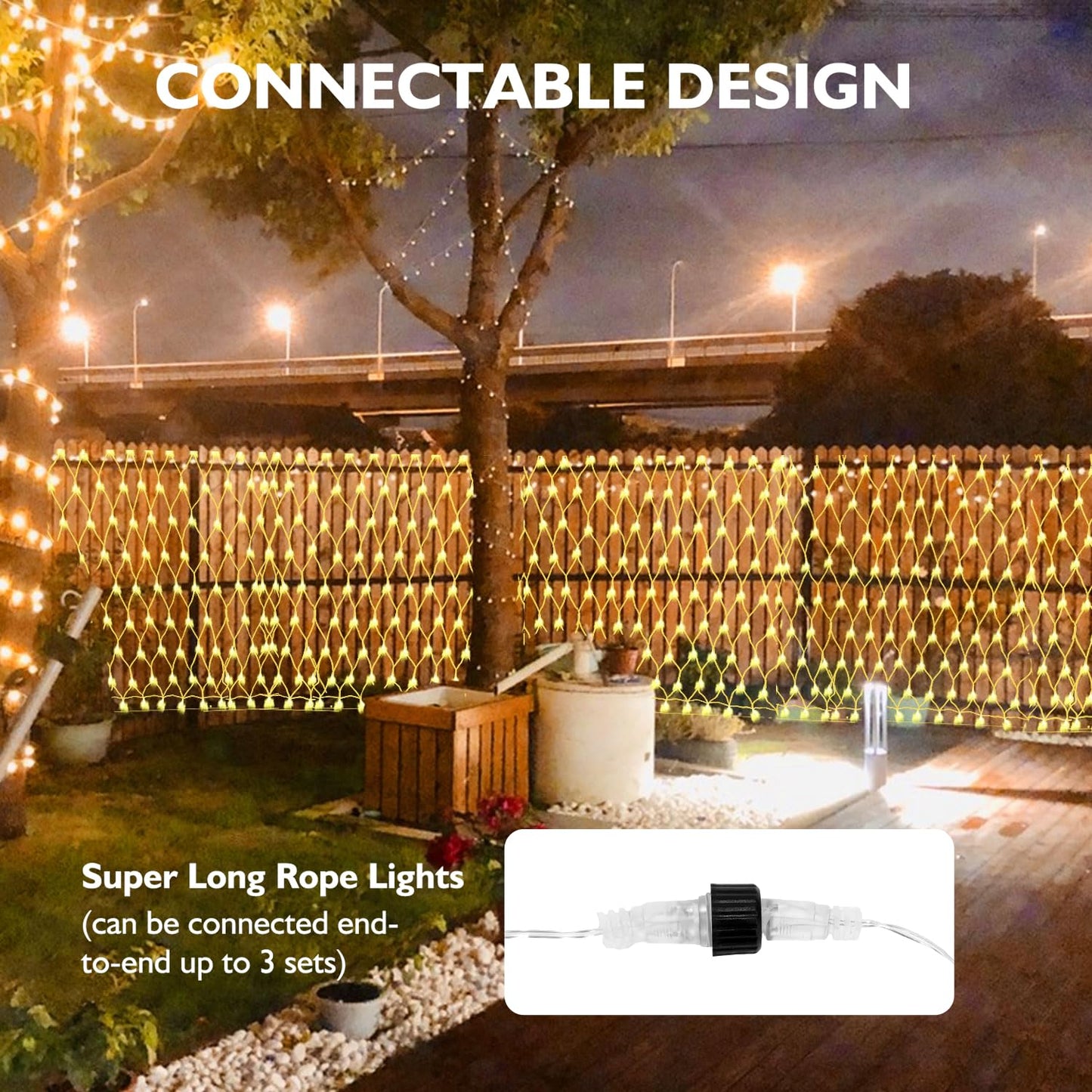 (Upgraded) Outdoor Christmas Lights, 360 LED Christmas Net Lights, 12x5Ft Outdoor String Lights, 8 Modes Waterproof Christmas Decorations for New Year, Bushes, Gardens, Lawns, Patio - Warmwhite