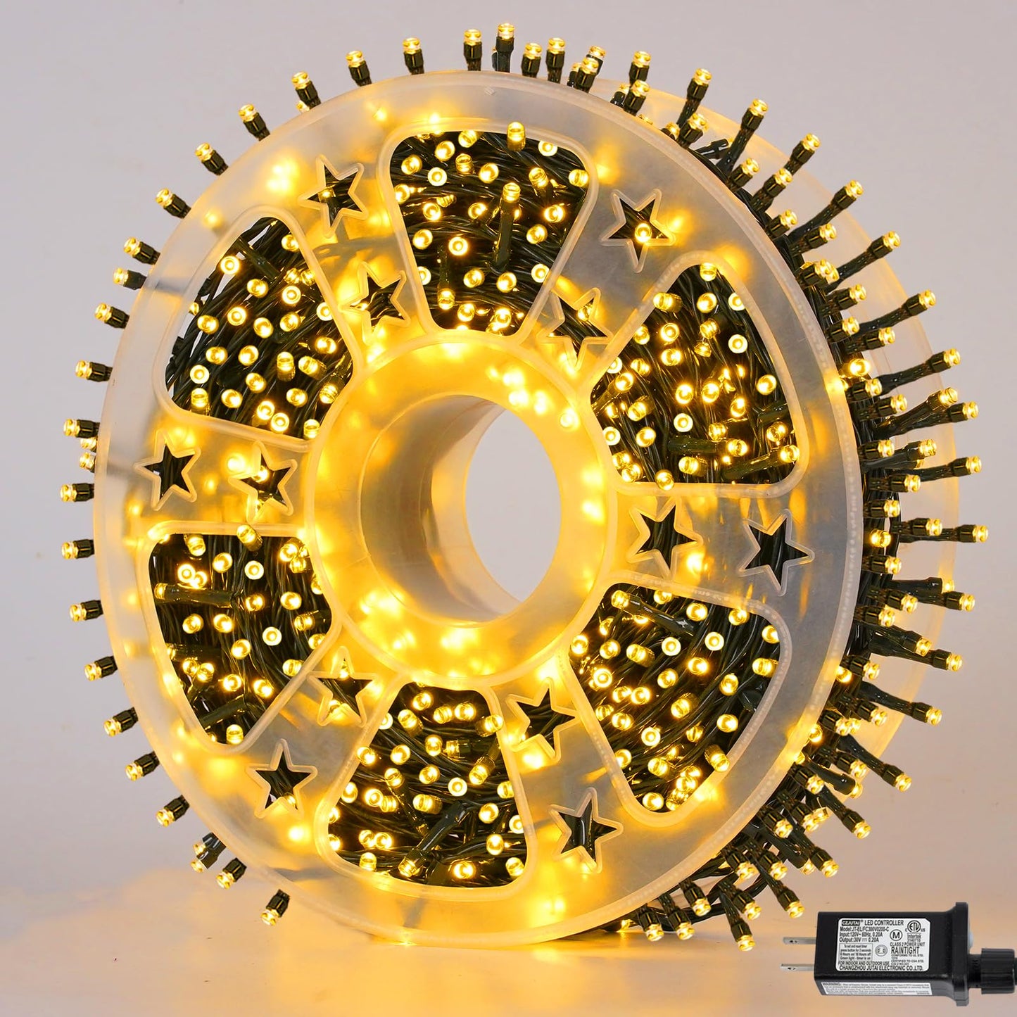 QITONG 500LED Warm White String Lights, 165ft Christmas Lights Outdoor Waterproof with Plug in, Green Wire Twinkle Tree Lights Indoor with 8 Modes