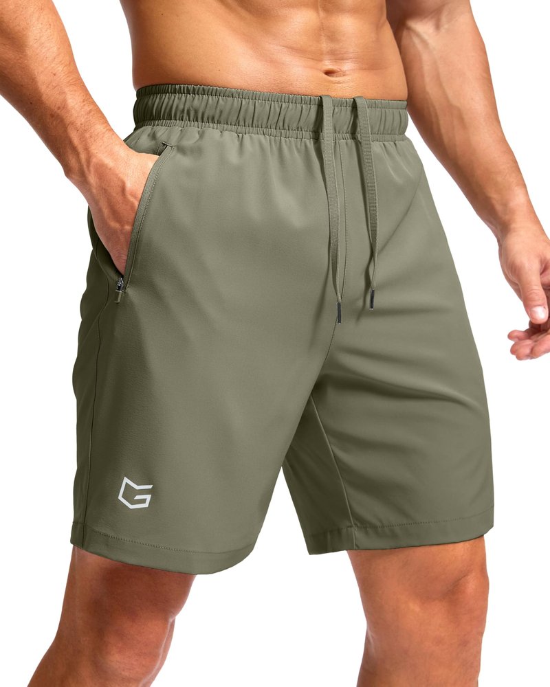 G Gradual Men's Athletic Running Shorts with Zipper Pockets Quick Dry 7"/ 5"/ 9" Workout Gym Shorts for Basketball Hiking(Sage Green,7XXL)