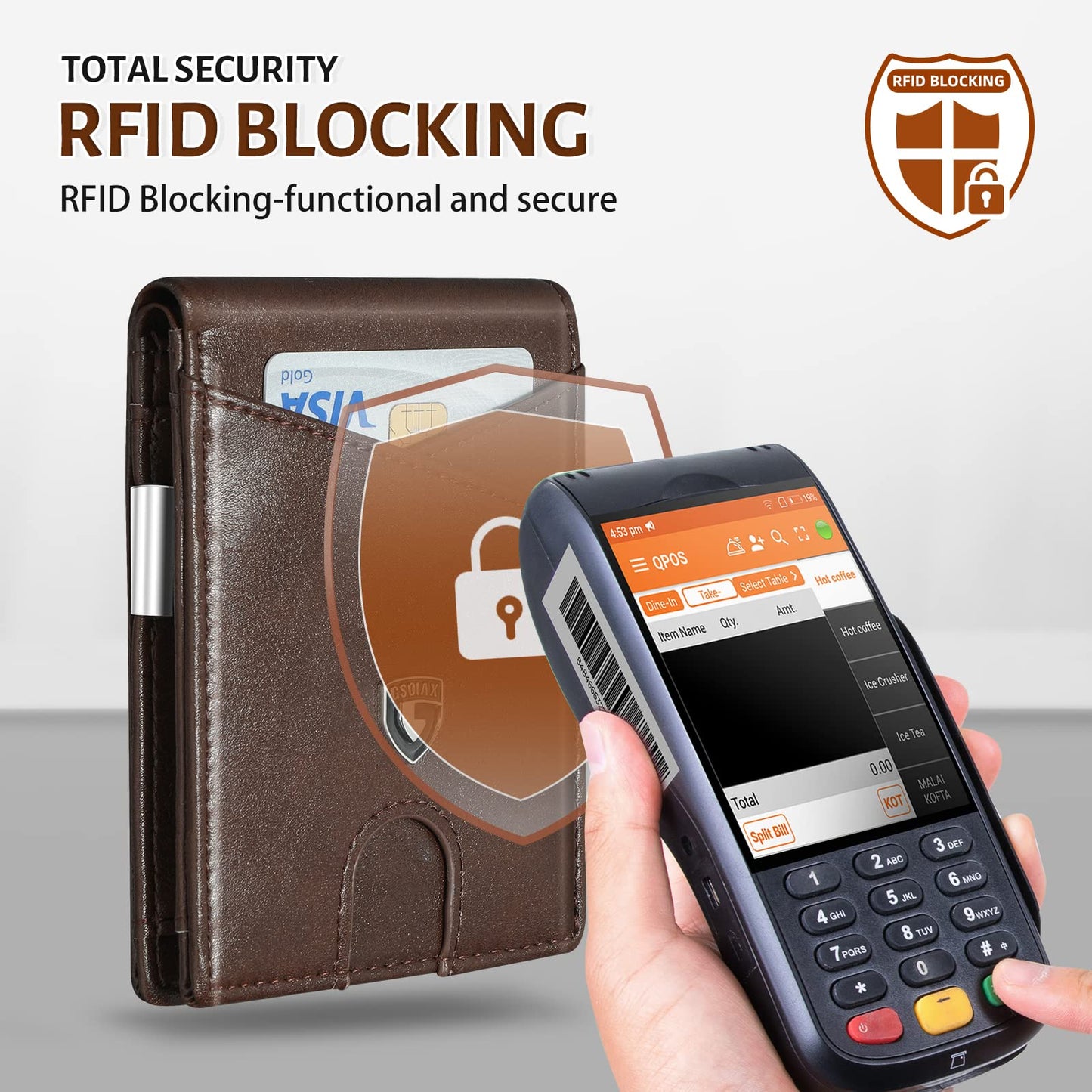 GSOIAX Slim Leather RFID Bifold Wallet for Men Minimalist Front Pocket Wallet with Money Clip,12 Card Slots,ID Window,Cool Groove Design,Includes Gift Box (Leather Brown)