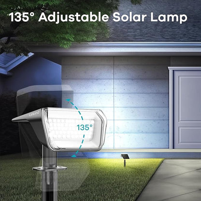 Linkind Solar Spot Lights Outdoor, 60 LEDs Solar Lights Outdoor Waterproof IP67 with 30% Conversion Rate, Ideal for Landscape, Garden, Yard, Pathway (6 Pack, Cool White)