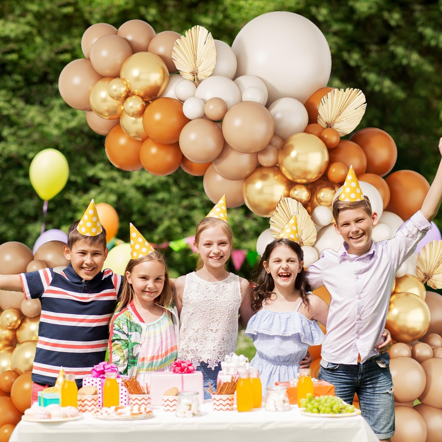 Fall Balloon Arch Kit, 108 Pcs Burnt Orange Balloons Garland Kit with Terracotta Ivory White Apricot Latex Balloon Metallic Gold for Kids Boho Baby Shower Birthday Wedding Celebration Party Decoration