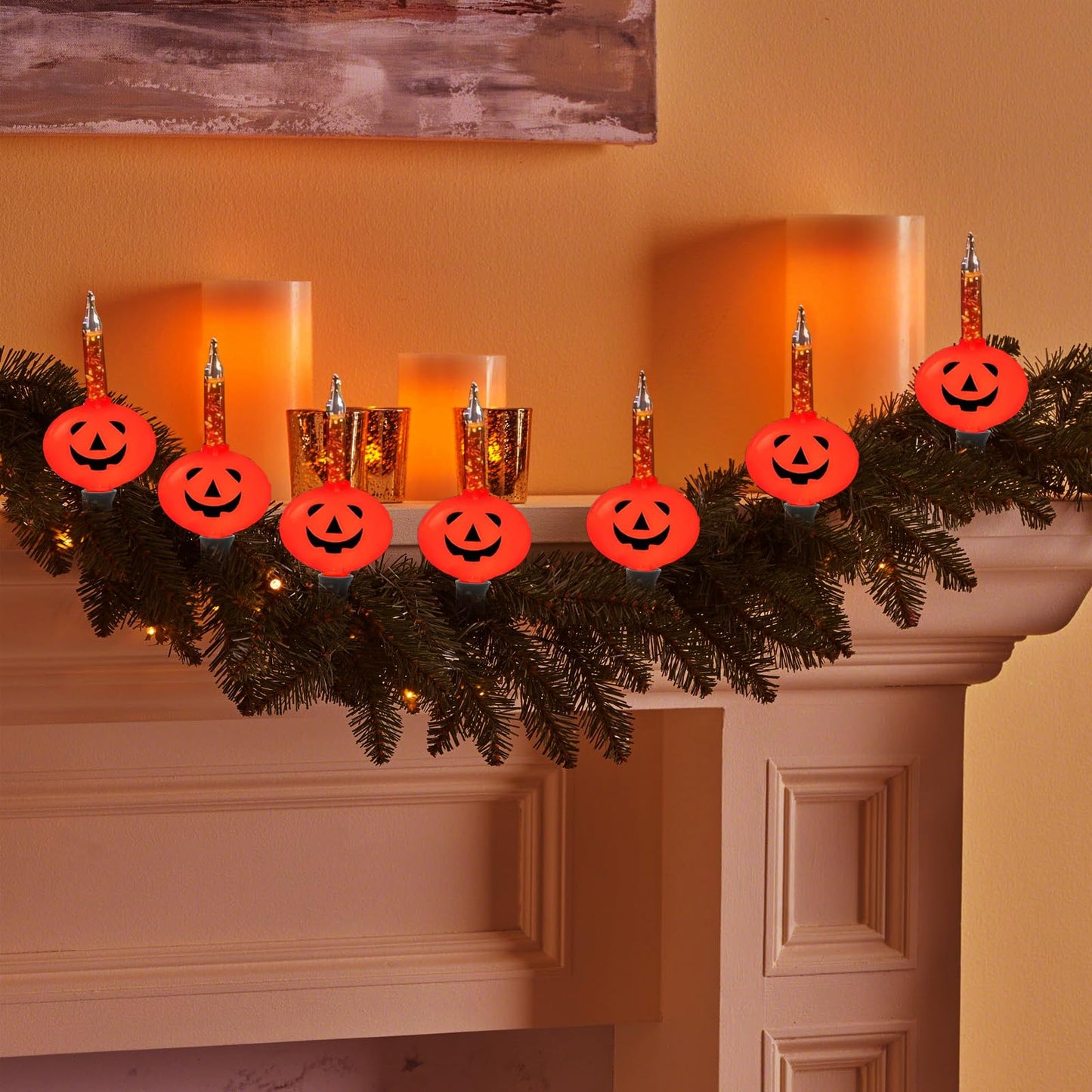 GOOTHY Halloween Pumpkin Bubble Lights, 11Ft Outdoor Halloween Decorations String Light with 8 Jack O' Lantern Pumpkin Bubble Lights for Outdoor Christmas Tree Party