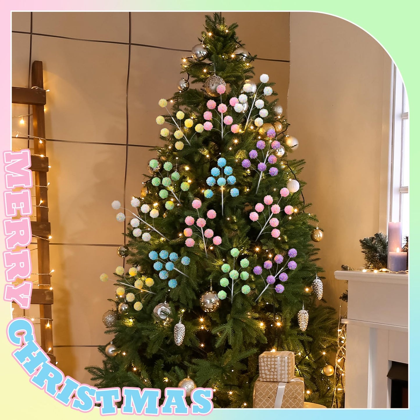 Daifunli 12 Pcs Pastel Christmas Decorations 12 Inch Candy Cane Christmas Tree Picks Macaron Lollipop Picks Candy Ornaments for Xmas Tree Topper Vase Filler Wreath DIY Crafts Home Decor Gifts