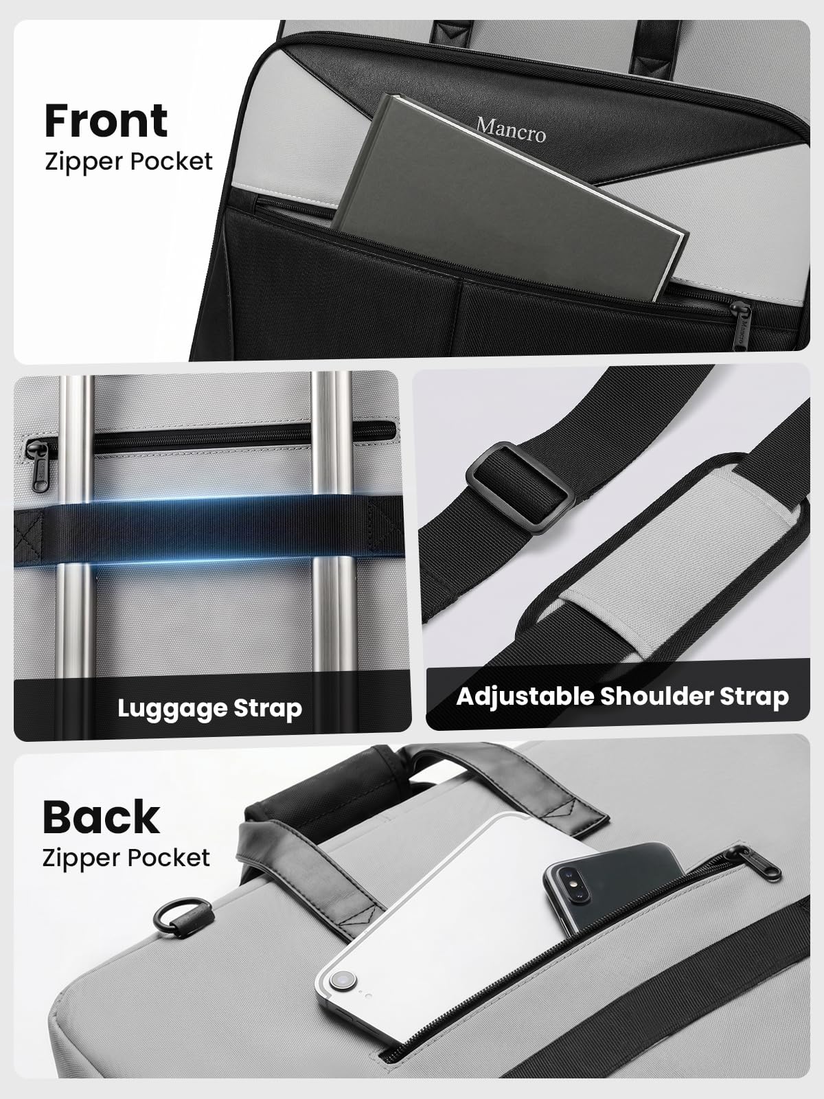 Mancro Garment Bags for Travel, Suit Bag Travel Fits 5 Suits with Shoe Pocket, Wrinkle Free Carry on Garment Bags for Hanging Clothes with Luggage Sleeve, Waterproof Suit Garment Bag for Men Women