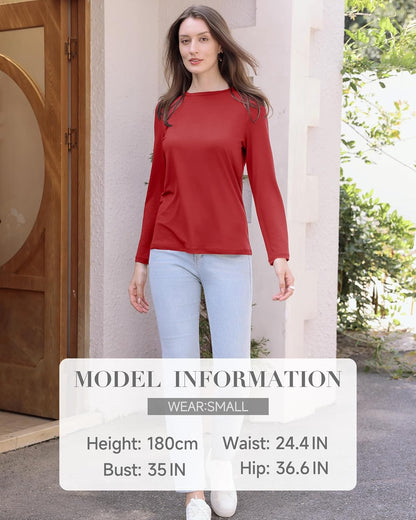 GAYHAY Long Sleeve Shirts for Women - Fall Winter Clothes Crew Neck Casual Tops Loose Fit Tees Fashion Outfits 2025