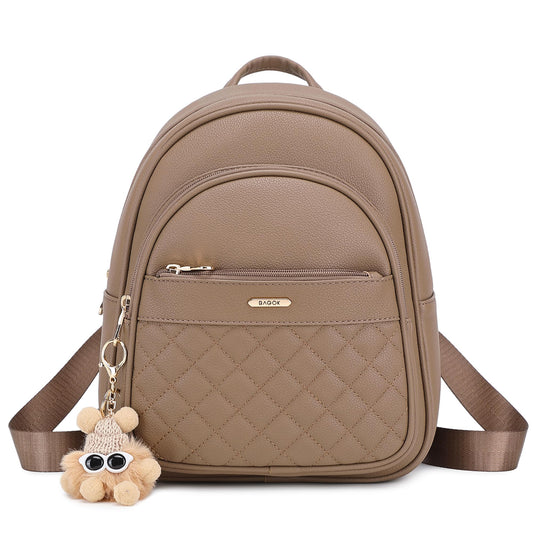 BAGOK Mini Leather Backpack Purse for Women, Small Backpack Purse with Cartoon Charm, Cute Fashion Bag for Girls