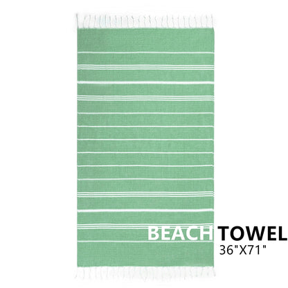 Aegero Turkish Beach Towel, 36"x71" Quick Dry Sand Free Oversized Bath Pool Swim Towel, Lightweight Travel Turkish Towels Vacation Essentials, Green
