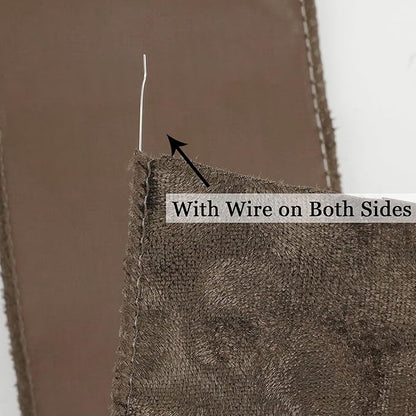 MEEDEE Brown Velvet Ribbon 2.5 inch Thick Velvet in 10 Yards Spool Fall Wired Ribbon for Wreaths, Christmas Tree, Gift Wrapping, Garland, Wreaths, Bows, Swags, Crafts Supply