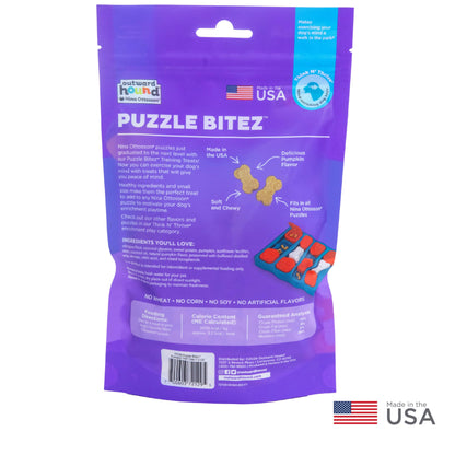 Outward Hound by Nina Ottosson Puzzle Bitez USA Made Dog Treats, Pumpkin Flavor, Bite-Sized Training Reward and Interactive Puzzle Toy Treats, 7.5oz