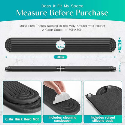 Stone Faucet Mat for Kitchen Sink – Diatomite Fast-Drying Stone Tray, Faucet