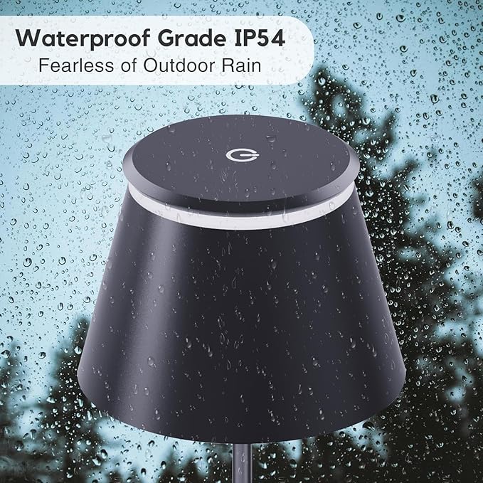 Cordless Table Lamp Rechargeable,5000mAh Battery Operated Desk Lamp,Waterproof Touch Dimmable Light with Remote,3 Color Stepless Dimming Up,for Bedroom/Office/Bars/Camping. (Black, 1pcs)