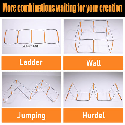 ALPHAWORX Agility Ladder, Agility Training Equipment, Soccer Speed Ladder, Football Footwork Ladder, Workout Ladder for Kid Adult, Foldable Instant Set-up & Tangle-Free & Carry Bag (4 Rung * 3)