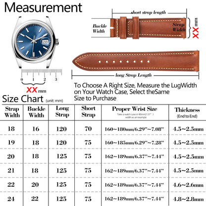 Gomvadr Vintage Genuine Top Grain Leather Watch Strap Quick Release, 18/19/20/21/22/24mm, Silver/Black Buckle, Universal Fit Unisex for Daily Wear (Brown with Black Buckle, 19mm)
