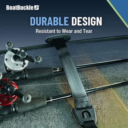 BoatBuckle F14200A 24-Inch Self-Retracting Fishing Rod Holder for Boat, Retractable Tie Down Rod Straps for Boat Deck Mount/Gunwale