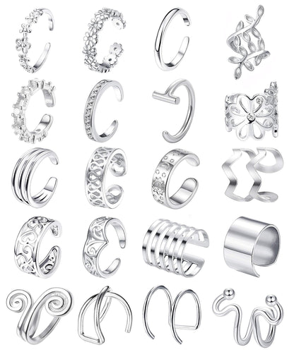 Milacolato 20Pcs Ear Cuff Set Damen Ohrmanschette Ohrringe Earcuffs Set Helix Knorpel Clip auf Wickelohrring Fakepircings Ohr Cuffs Ohrklemme