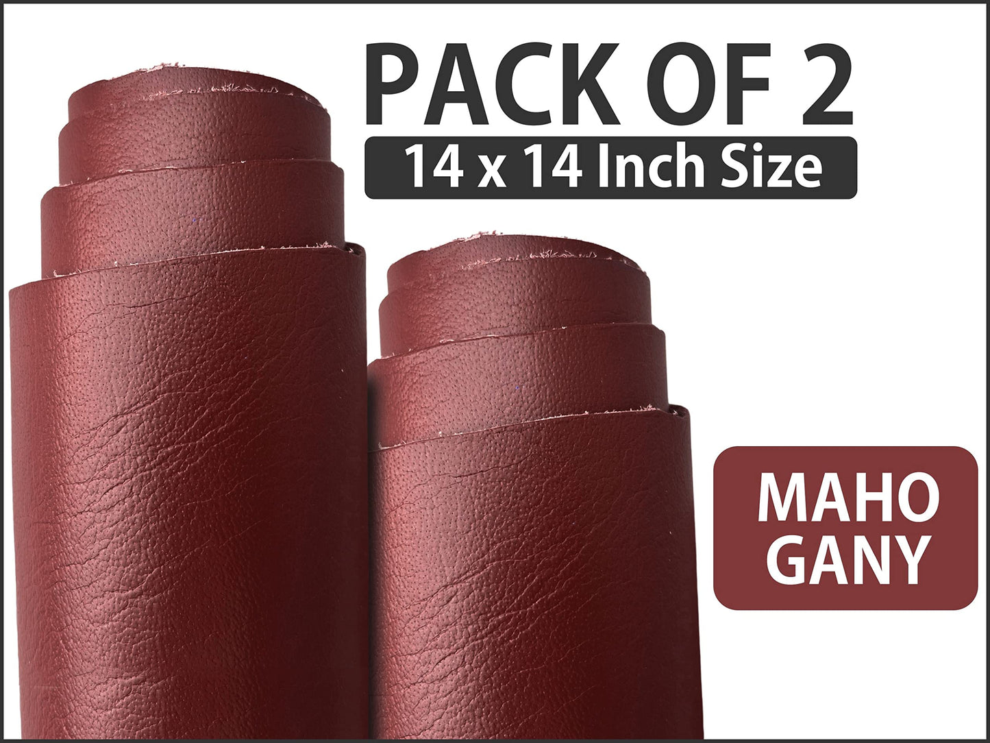 2 Pieces of Mahogany 14x14 Inch Genuine Leather Pieces Real Cowhide Full Grain Sheets for Crafting Leatherworking Leathercraft Repair Crafts Offcuts TPS13526