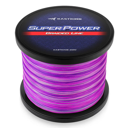 KastKing Superpower Braided Fishing Line, Purple Camo, 15LB, 300+27 Yds