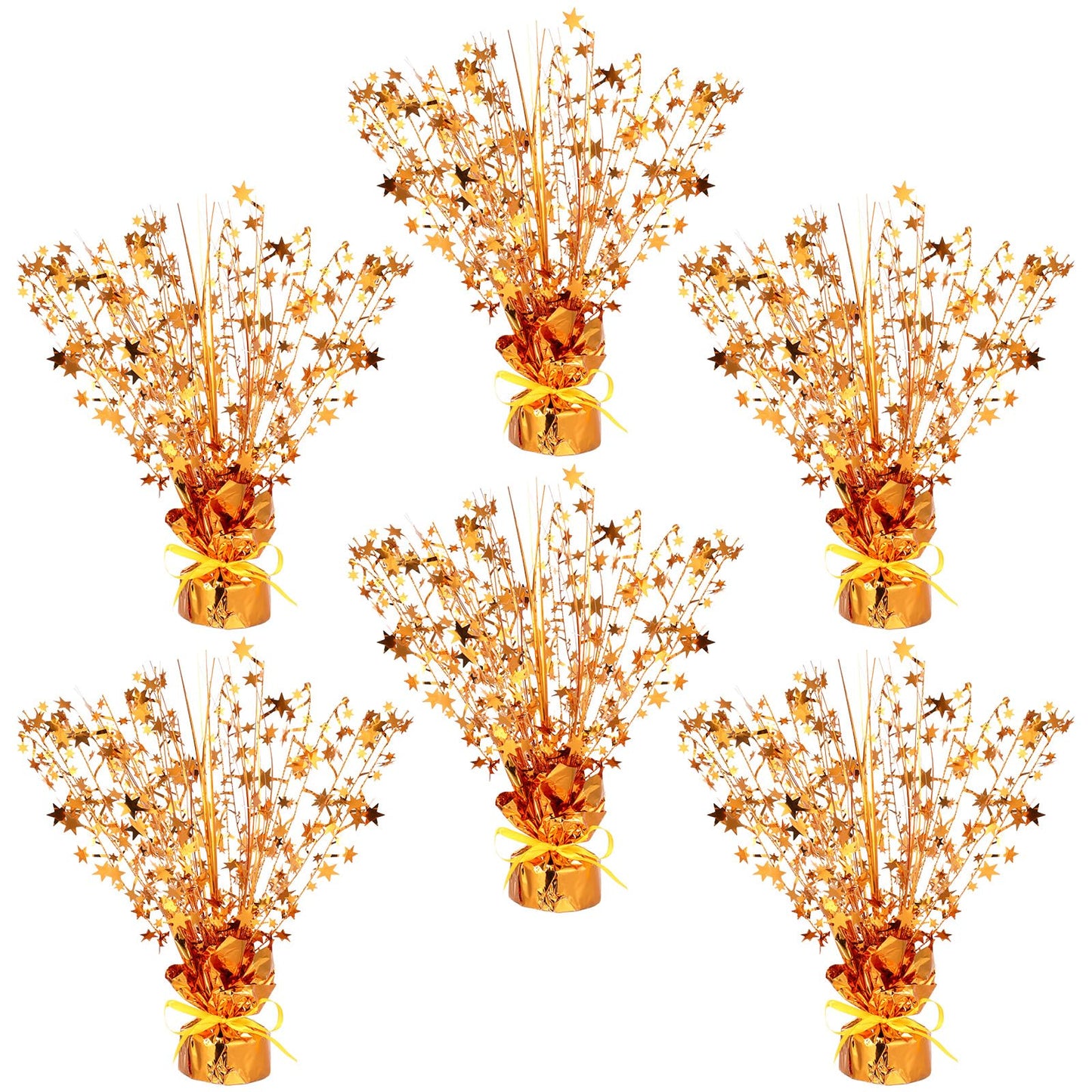 Crowye 6 Pcs Metallic Foil Spray Centerpiece Party Star Decoration Table Decor for Birthday Wedding Bachelorette Summer Party Holiday(Orange,Small Star)