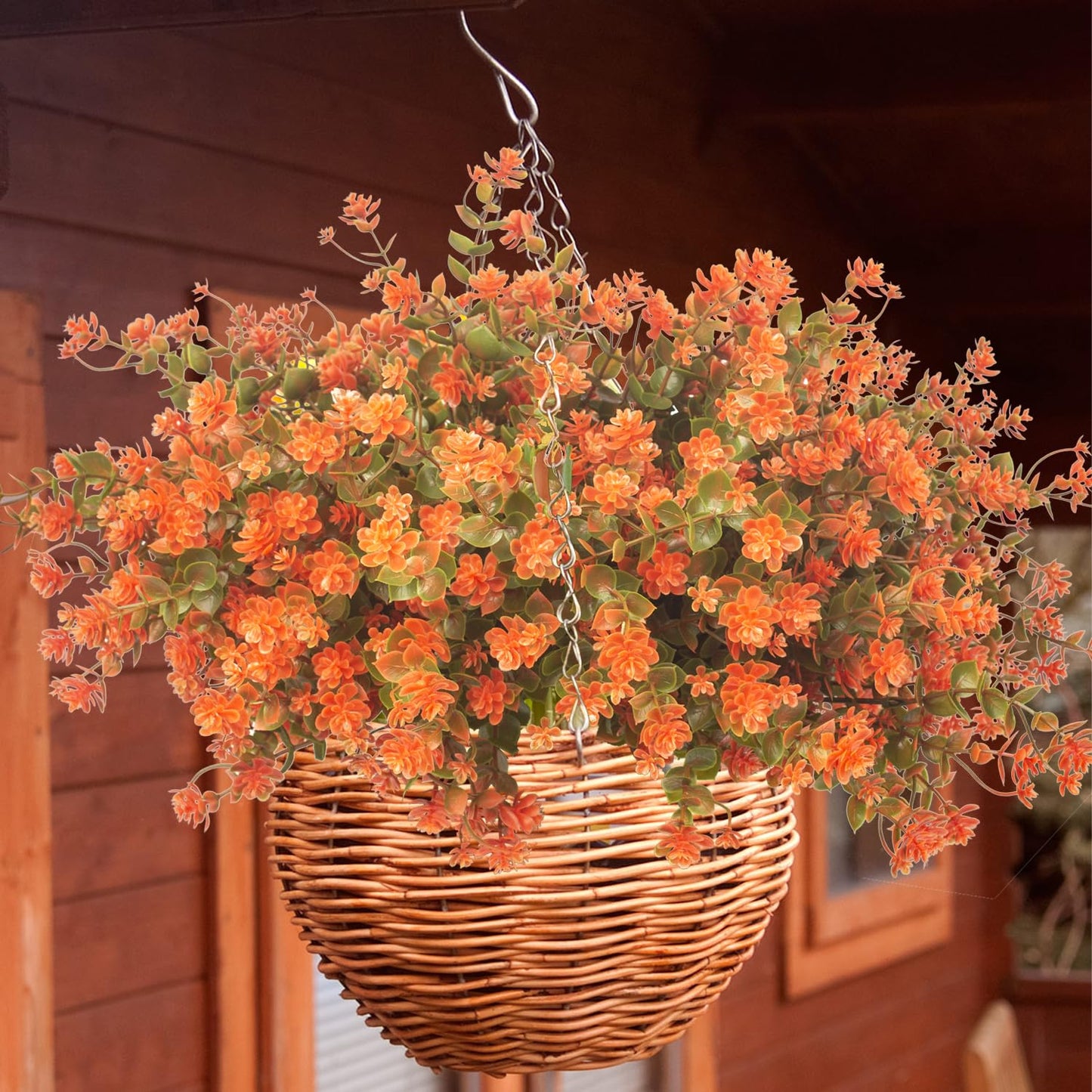 Grunyia 12 Bundles Artificial Fall Flowers for Outdoors, Artificial Plants UV Resistant Fall Fake Mums Plants for Outside Halloween Christmas Porch Decoration ecorations (Fall Red)