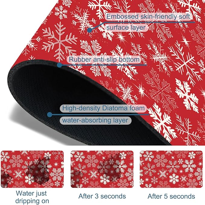 Christmas Merry Xmas Sink Splash Guard Santa Claus Faucet Absorbing Mat Fast