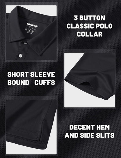 MAGCOMSEN Polo Shirts for Men Short Sleeve Performance Golf Polos Moisture Wicking Casual Collared Shirts Summer Top